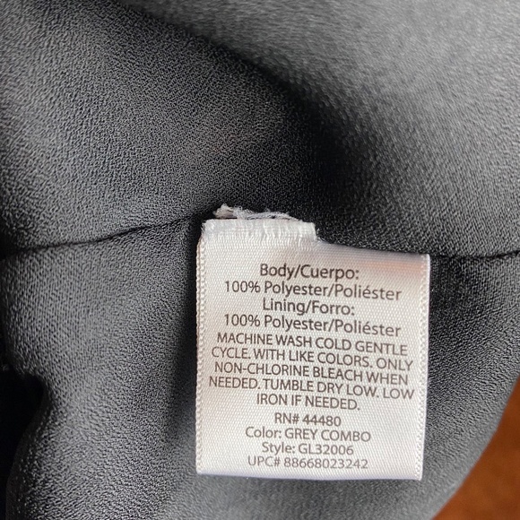 George Sleeveless Tie Neck Blouse Gray Snake Print Layered Top XL 16-18 - Picture 7 of 7